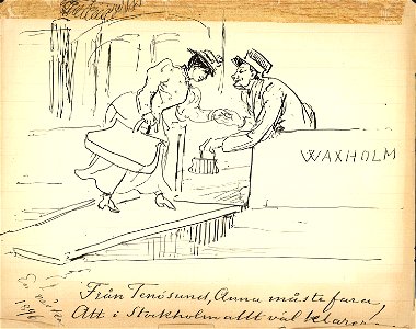 Från Tenösund, Anna måste fara, Att i Stockholm allt väl klar. En väska 1896. Fritz von Dardel - Nordiska Museet - NMA.0035976