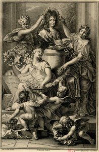 Frontispice du Dictionnaire de l'Académie Française en 1694