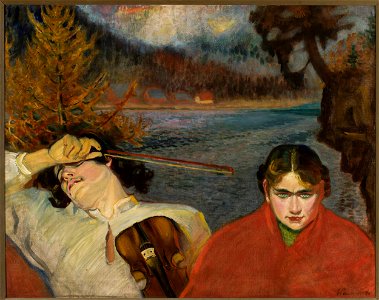 Fryderyk Pautsch - Fiddler – Symbolic scene against landscape - MP 4349 MNW - National Museum in Warsaw