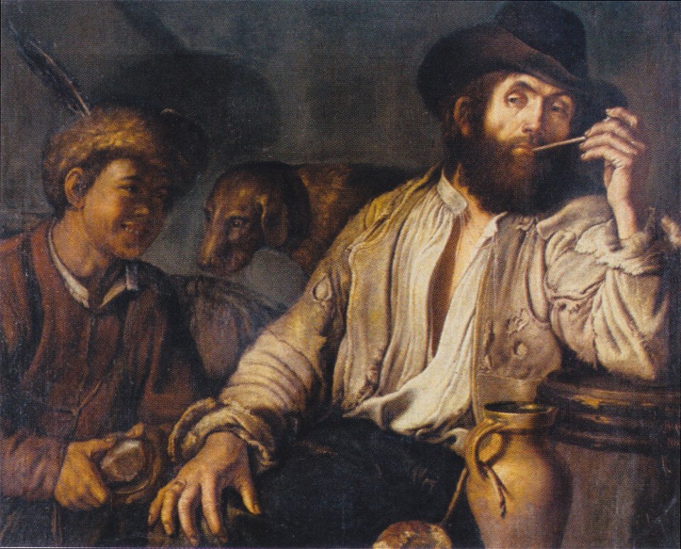 Fromiller - Brustbild eines Pfeifenrauchers mit Pelzmütze