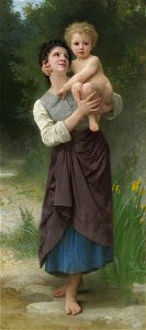 Frère et Soeur by William-Adolphe Bouguereau. Free illustration for personal and commercial use.