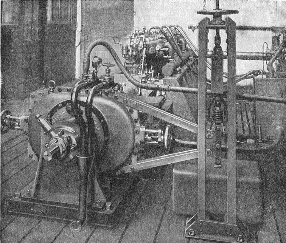 Froude hydraulic dynamometer (Rankin Kennedy, Modern Engines, Vol VI)