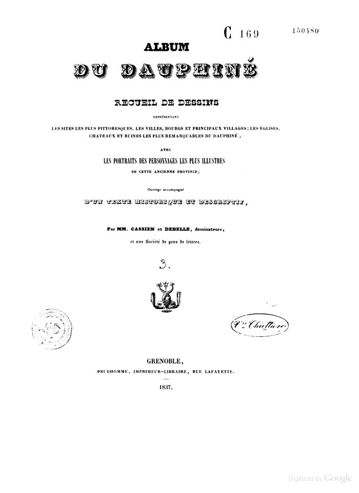 Frontespizio Album du Dauphiné tomo III, archive.org