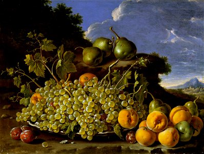 Frutero uvas, peros, melocotones y ciruelas-meléndez