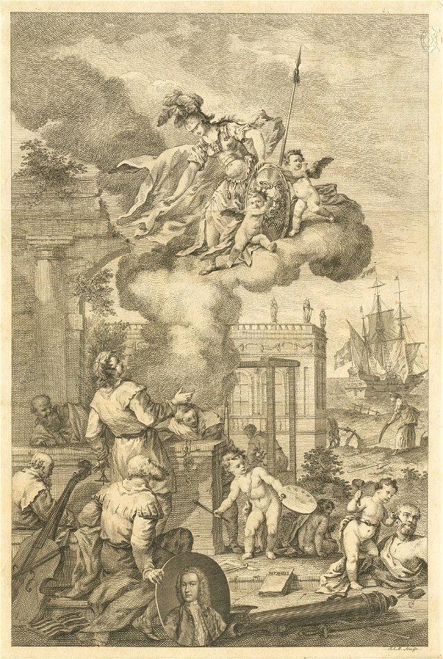 Frontispiece Allegory of author's voyage - Drummond Alexander - 1754