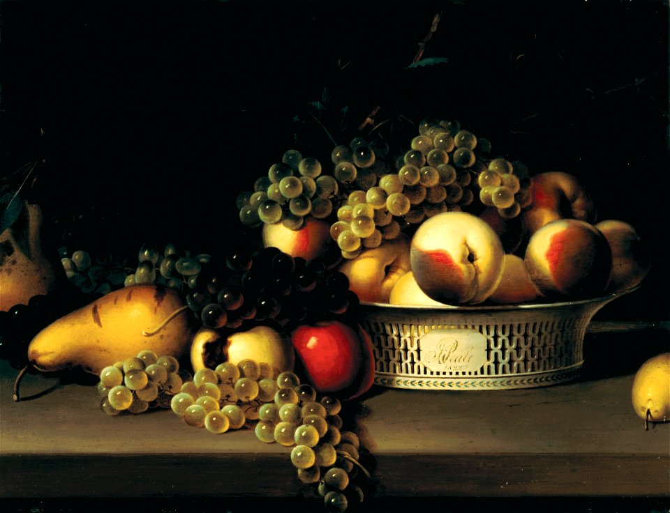 Fruit in a Chinese Export Basket by James Peale, 1822