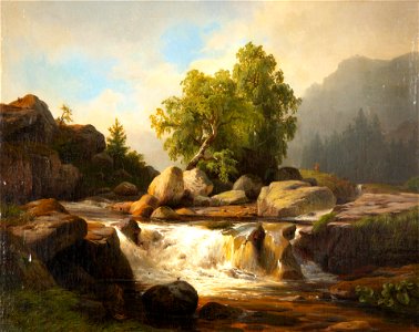 American Landscape with Waterfall by Herman Fuechsel