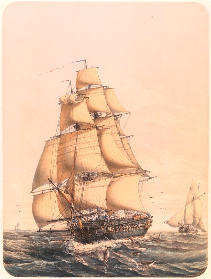 Frégate française la Minerve vers 1840