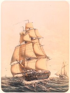Frégate française la Minerve vers 1840
