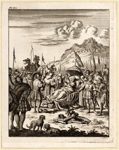 Fulco, graaf van Anjou en koning van Jeruzalem sterft op een draagbaar temidden van ridders, objectnr A 41640