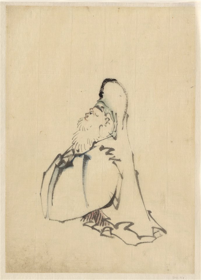 Fukurokuju, the god of wisdom, wealth, long life, and happiness, one of the seven lucky gods, standing, facing left LCCN2002700070