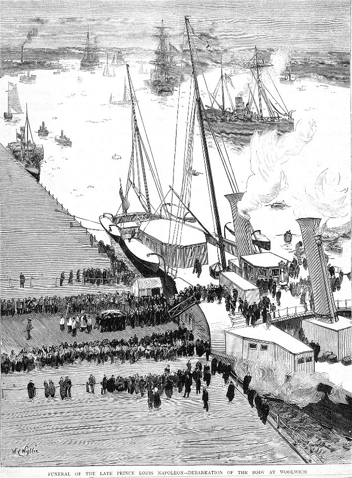Funeral of the late Prince Louis Napoleon - debarkation of the body at Woolwich RMG PW2049