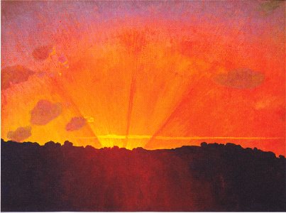 Félix Vallotton - Sonnenuntergang, orangefarbener Himmel. Free illustration for personal and commercial use.