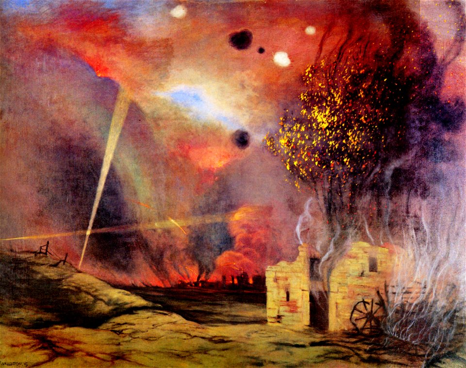 Félix Vallotton, 1915 - Paysage de ruines et d'incendies