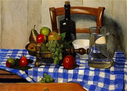 Félix Vallotton, 1919 - Nature morte avec nappe à carreaux bleus