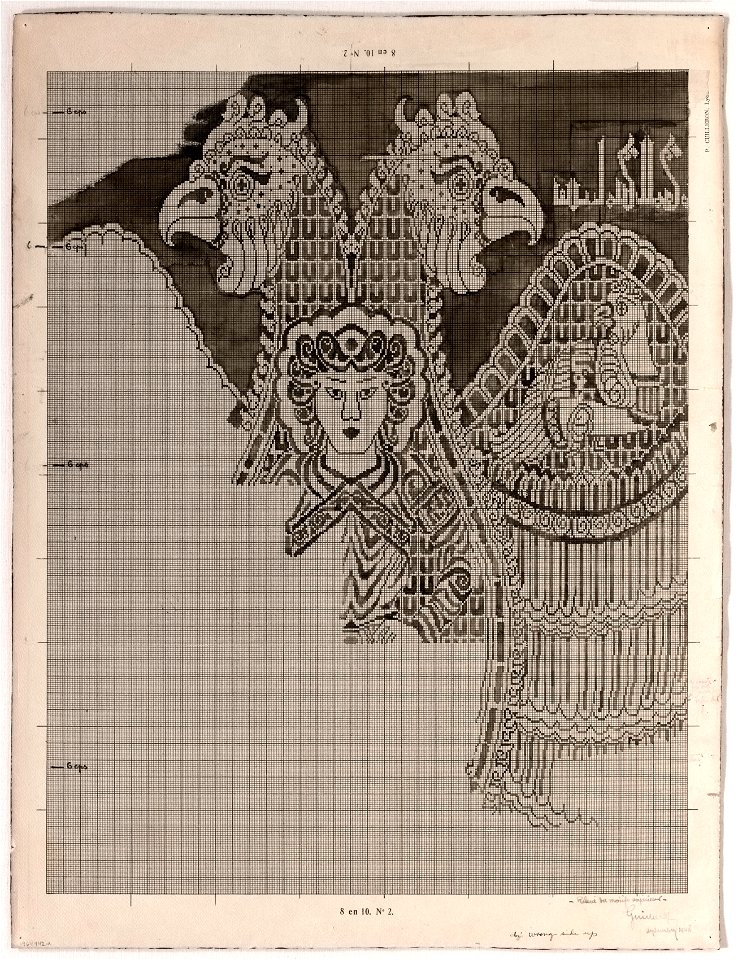 Félix Guichert (French) - Schematic Drawing of Buyid Silk (1962.264) - 1964.442.a - Cleveland Museum of Art