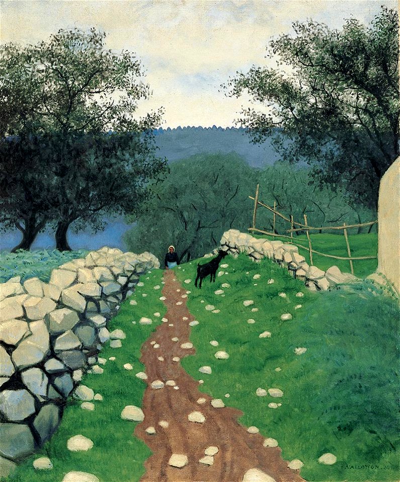 Félix VALLOTTON - Paysage avec chèvre, Vence