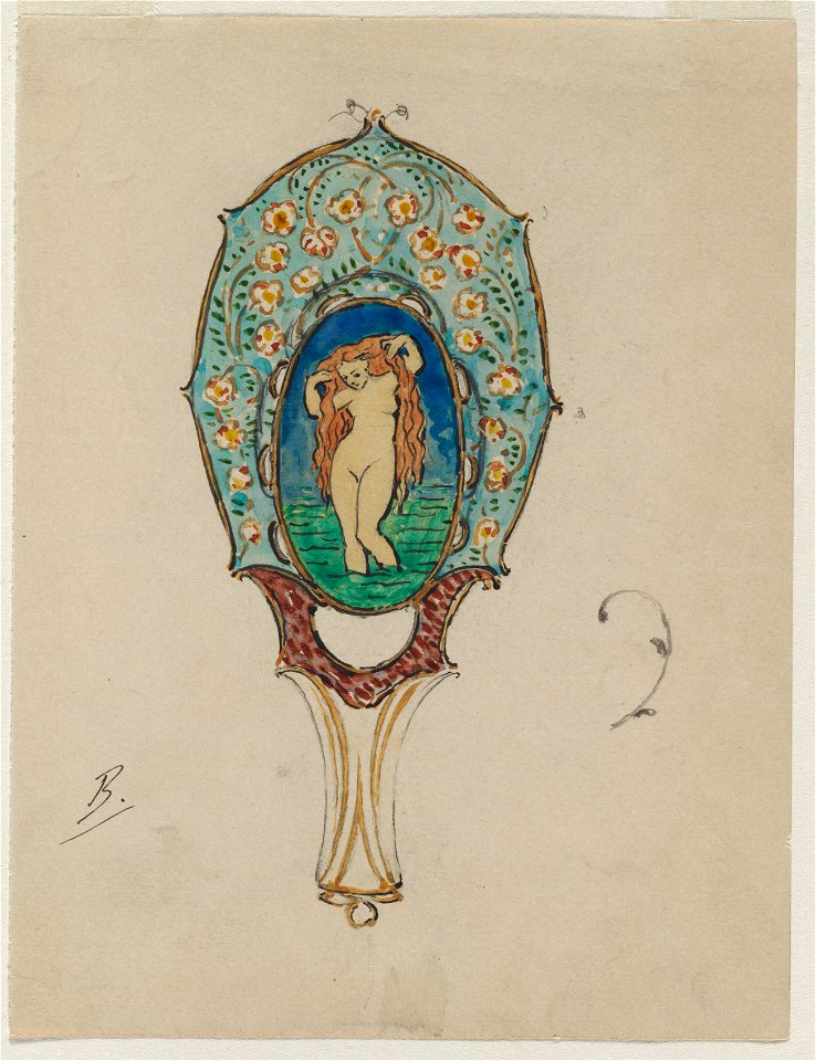 Félix Bracquemond (French, 1833-1914) - Design for a Hand Mirror - 2009.11.4 - Cleveland Museum of Art