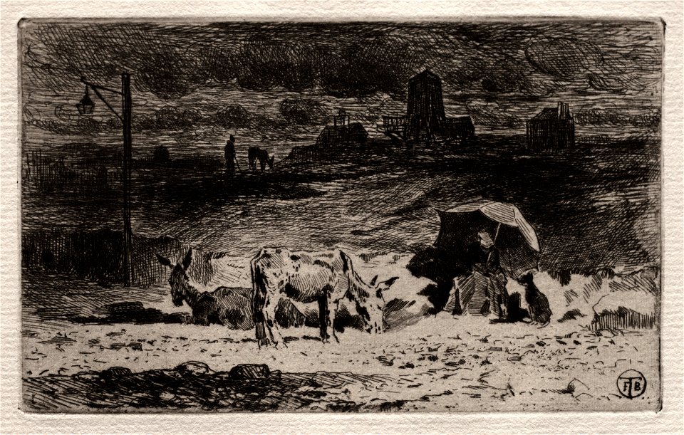 Félix Hilaire Buhot (French, 1847-1898) - The Donkeys at the Hill of the Cailles - 1998.331 - Cleveland Museum of Art