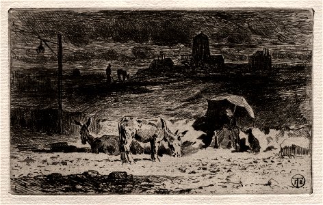 Félix Hilaire Buhot (French, 1847-1898) - The Donkeys at the Hill of the Cailles - 1998.331 - Cleveland Museum of Art