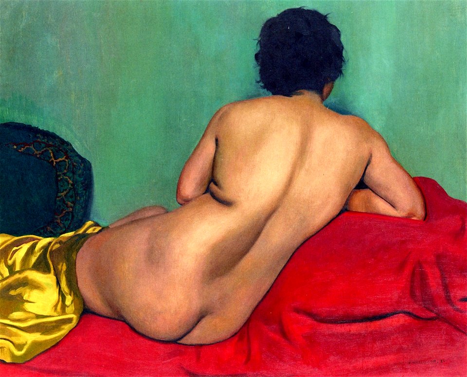 Félix Vallotton, 1925 - Nu de dos sur un canapé rouge