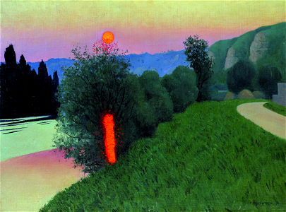 Félix Vallotton, Soir aux Andelys, 1924. Free illustration for personal and commercial use.