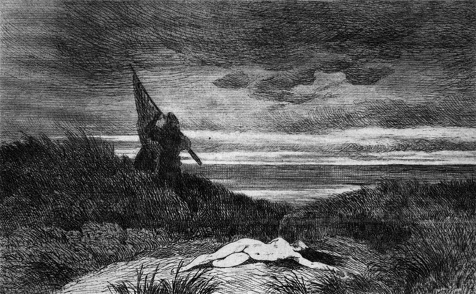 Félicien Rops - Le Werwolf - original etching