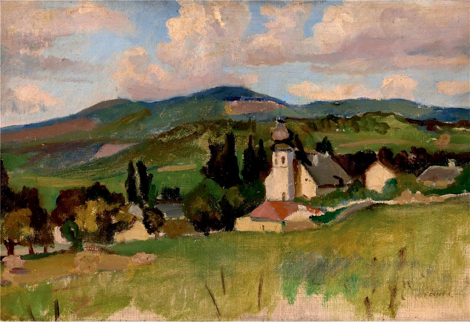 Fényes Adolf - Tájkép templommal