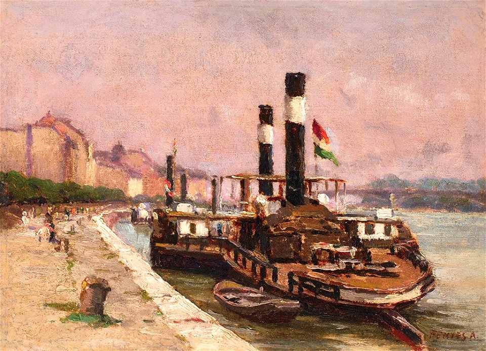 Fényes Adolf - Rakpart gőzössel