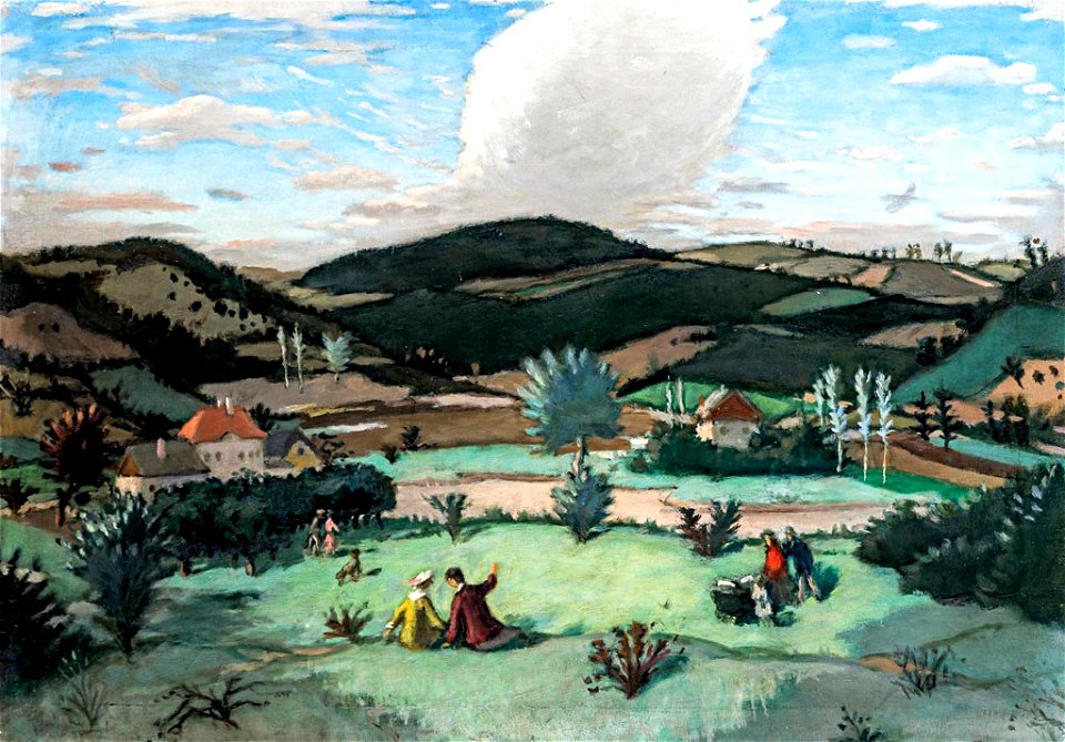 Fényes Adolf - Dombos táj kirándulókkal