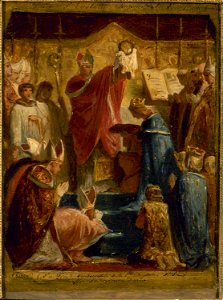 Félix-Joseph Barrias - Esquisse pour l'église Saint-Eustache , (La Foi) Consécration de la Ste Chapelle, St Louis offre la - PDUT1400 - Musée des Beaux-Arts de la ville de Paris