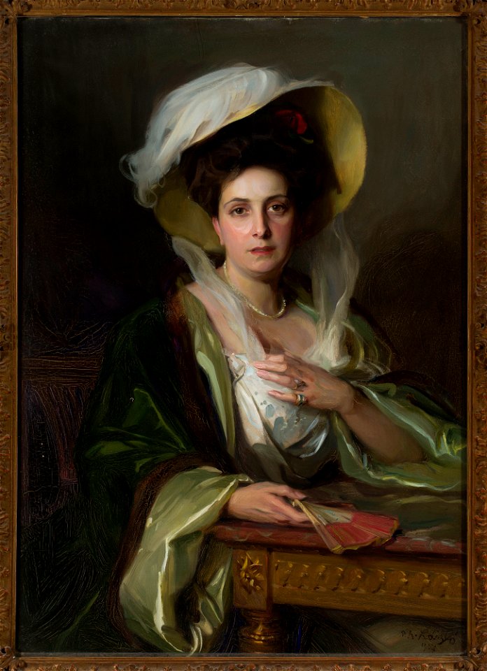 Fülöp László - Portrait of a lady in a large hat - 186653 MNW - National Museum in Warsaw