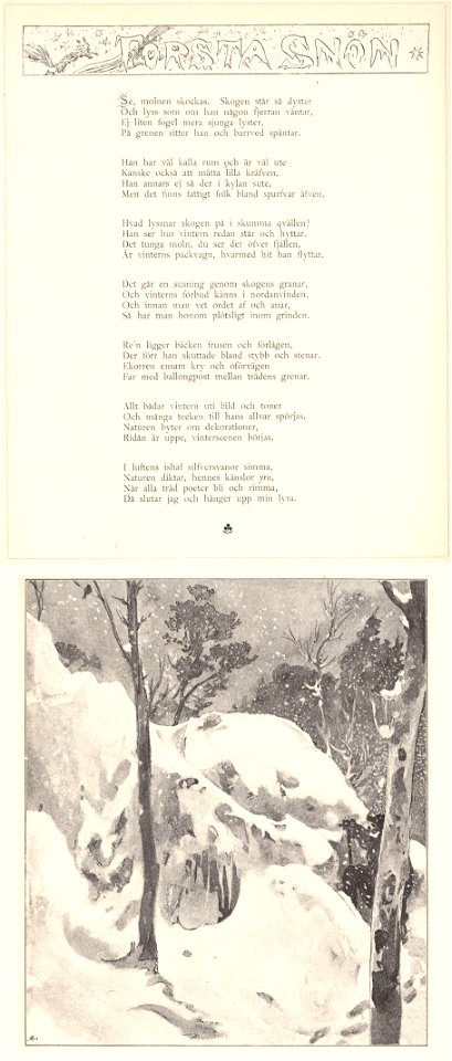 Första snön Sehlstedt Ill av Carl Larsson