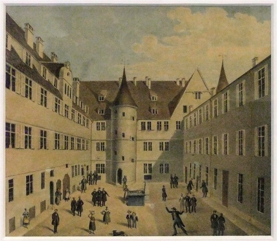 G Schuh Lith LA Helvig - „Das Wilhelm's Stift in Tübingen“ - aquar Lith 1841 (Inv.242)