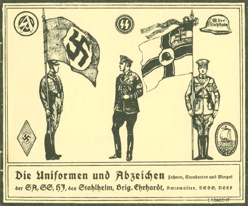 G Lebrecht Uniformen Abzeichen Fahnen Standarten Wimpel SA Sturmabteilung SS Schutzstaffel HJ Hitlerjugend Stahlhelmbund Brigade Ehrhardt Amtswalter NSBO NSKK 1933 01 NSDAP Nazi Party uniforms structure booklet cropped