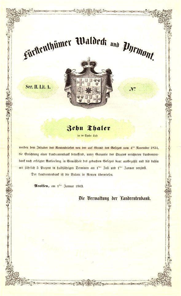 Fürstenthümer Waldeck und Pyrmont 1863