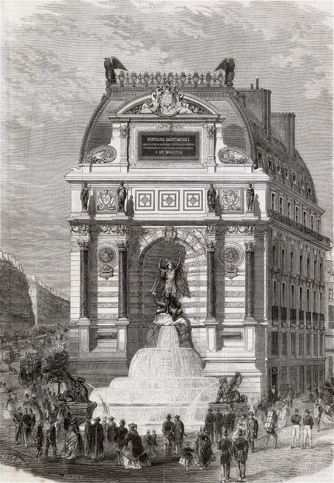 Fête du 15 août - inauguration de la fontaine Saint-Michel sur le boulevard Sébastopol