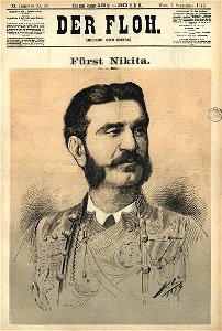Fürst Nikita von Montenegro - Karel Klíč - Der Floh, 1879. Free illustration for personal and commercial use.