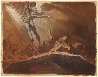 Füssli - He (Chaos) ceas'd; and Satan staid not to reply, 1975.43