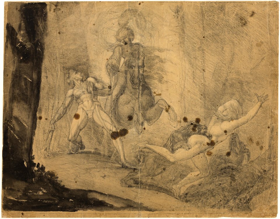Füssli - Theodore Meets in the Wood the Specter of His Ancestor Guido Cavalcanti, Chasing with Mastiffs His Former Disdainful Mistress, 1783