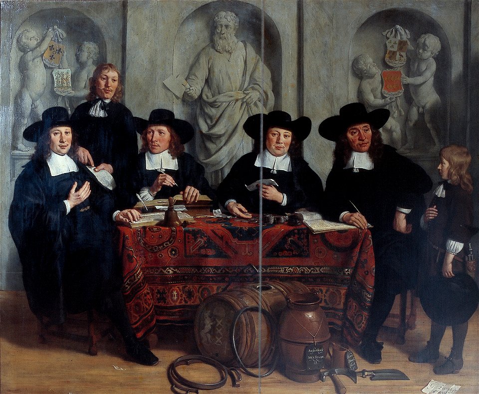 G. van den Eeckhout - De overlieden van het Kuipers- en Wijnverlatersgilde - NK2378 - Amsterdam Museum