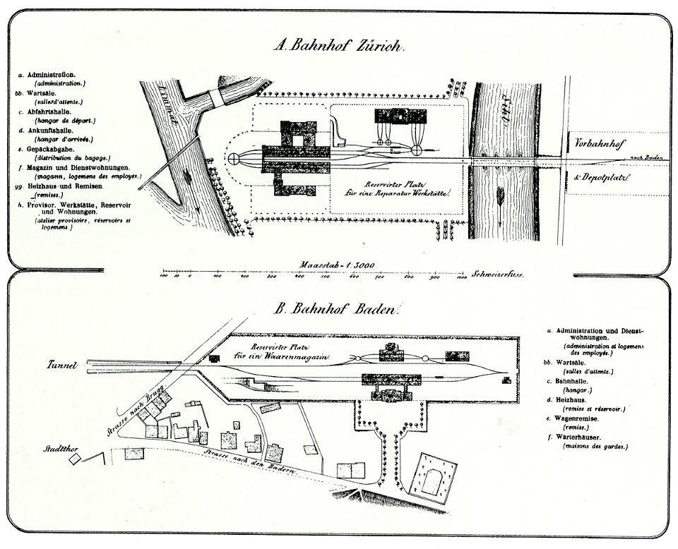Grundriss Bahnhof Zürich und Baden