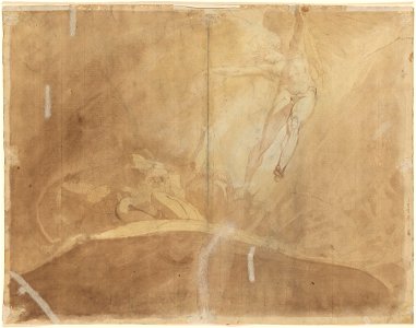 Füssli - He (Chaos) ceas'd; and Satan staid not to reply, 1975.43 (verso)