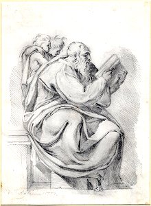 Füssli - One of the drawings from the Roman Album, Copy after Michelangelo, Sixtina. 1777