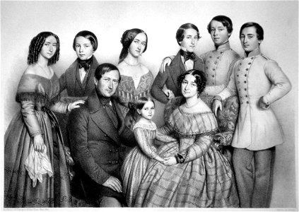 Gruppenbild unbekannte Familie Litho