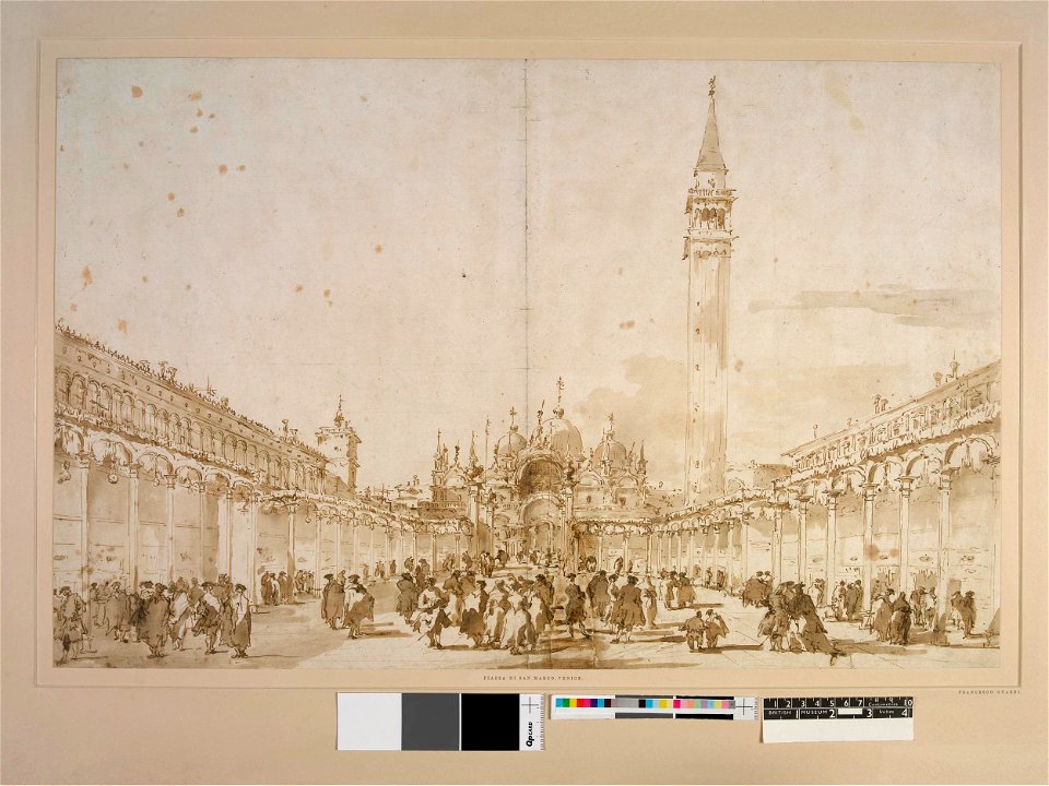 Guardi - The 'Festa della Sensa' in St Marks Square, Venice, study for a painting; festival with figures. c.1775, 1890,0415.126