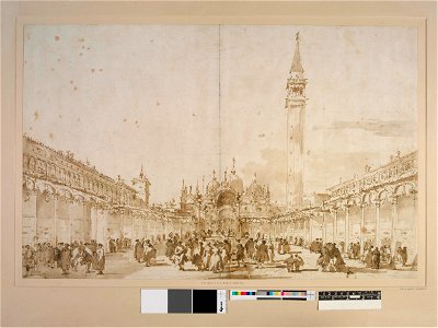 Guardi - The 'Festa della Sensa' in St Marks Square, Venice, study for a painting; festival with figures. c.1775, 1890,0415.126