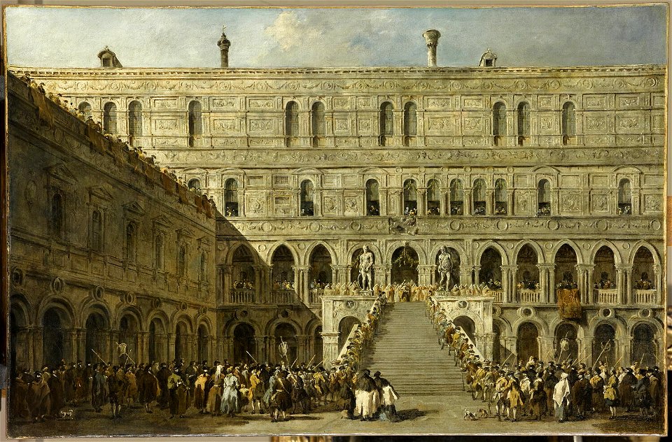 Guardi - Le Couronnement du doge de Venise sur l'escalier des Géants au palais des Doges de Venise, vers 1770 - 1780, INV 323