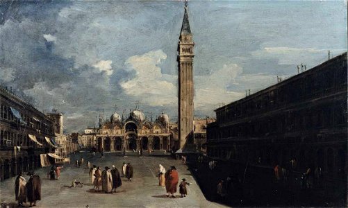 Guardi - Veduta di Venezia con piazza S. Marco verso la basilica, 1755 - 1760, Collezione A. Della Spina. Free illustration for personal and commercial use.