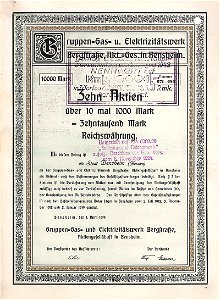 Gruppen-Gas- und Elektrizitätswerk 10x1000 Mk 1919